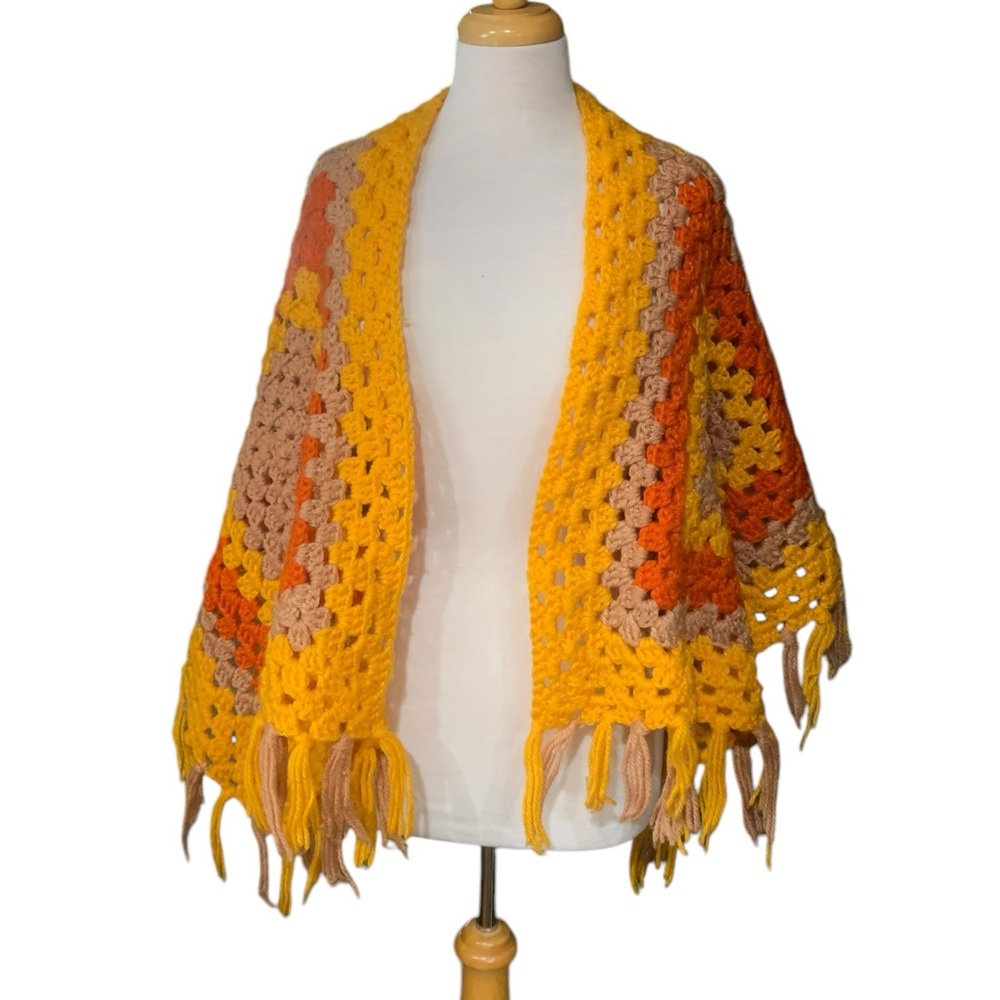 Vintage handmade knit poncho open size